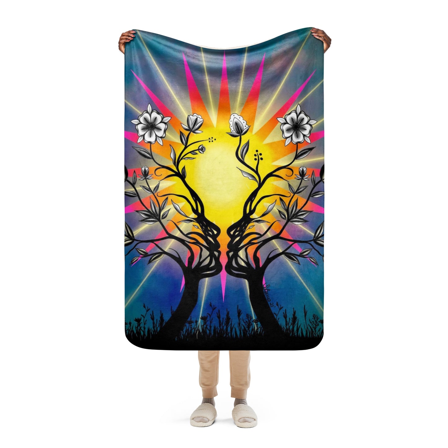 Sunrise Blossom Sherpa blanket